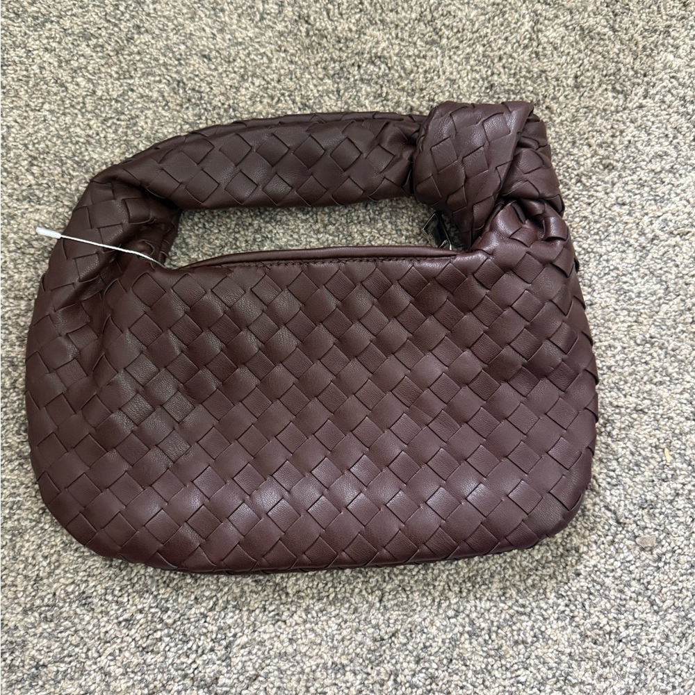 Elegant Brown Woven Handbag